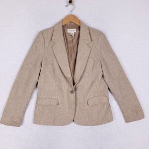 Vintage H.W. LTD Recycled Wool Blazer Women's 10 Beige Japan Made Classic